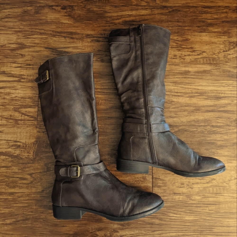 Nine West Knee High Brown Leather Boots Size 8.5